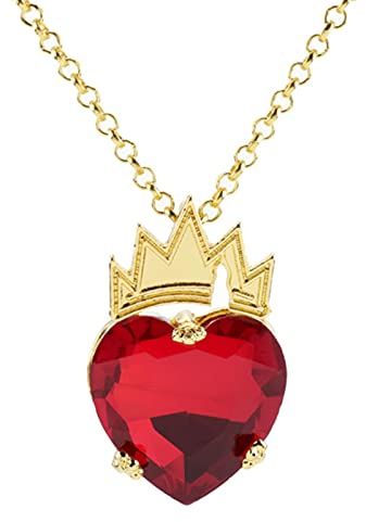 STANG Collar con Colgante de corazón Rojo y Azul con Corona para Mujer, Collar Brillante descendiente, joyería de Boda, Gargantilla de Cadena, Regalo