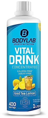 Bodylab24 Vital Drink Concentrated Tè freddo al Limone 1000 ml, concentrato di bevanda senza zucchero, sciroppo zero, con vitamine e l-carnitina, bevanda sportiva con poche calorie