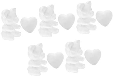 Veemoon Bärenform Modell Herzform 10 Stück Bastelbedarf Selbstgemacht Handwerk Ornament für Valentinstag Dekoration Weiß