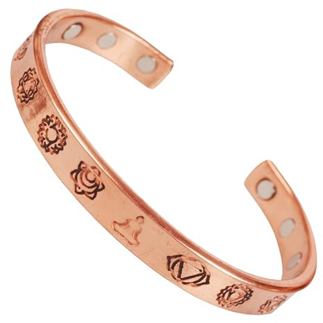Touchstone Handgefertigtes S-Armband aus schwerem, massivem reinem Kupfer magnetischem tibetischem, hypnotisierendem Mandala, magnetischen Vorteilen, natürlichem Ton, für Männer und Frauen