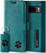 SURAZO Slim Magnetic Mobile Phone Case for Google Pixel 8 Pro Leather - Genuine Leather Protective Case Paw Motif - RFID Flip Case [Stand Function, Card Slot] Flip Cover Case Leather Case (Turquoise)