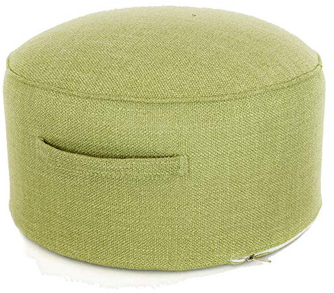 Tragbares Meditationskissen, weiches Yoga-Kissen mit Griff, abnehmbares, verdicktes Bodenkissen, Bequeme Fußhocker-Fußstütze, runder einfarbiger Ottoman-Pouf-Grün 40 x 20 cm (16 x 8 Zoll)