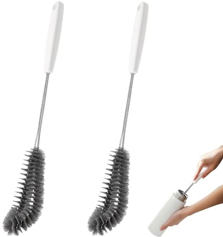 2er-Pack 40 cm Lange Flaschenreinigungsbürsten mit langem Griff - Ideal für Kaffeegläser, Töpfe, Milchtassen, Becher, Weinflaschen und Babyflaschen (Schwarz)