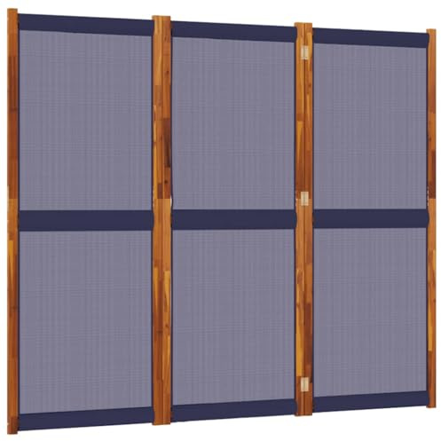vidaXL Paravent 3-TLG., Raumteiler mit Faltdesign,Trennwand für Wohnzimmer Schlafzimmer Büro, Spanische Wand Sichtschutz, Dunkelblau Massivholz Akazie