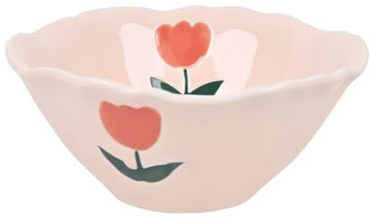 Koythin Bonito cuenco de cerámica, cuencos creativos para sopa, cuenco de flores para cocina, cereales, ensalada de avena, decoración estética del hogar (flor rosa)