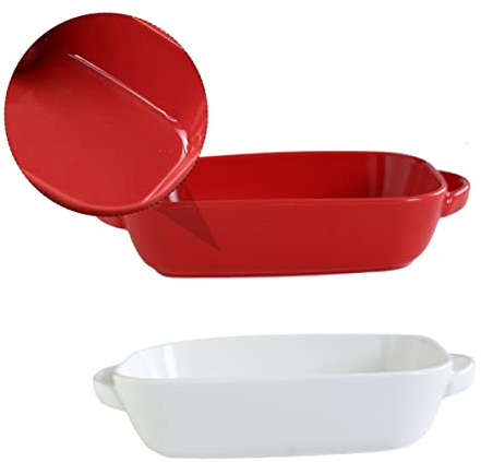 Cabilock 2 Pezzi Teglia Da Forno Piatto Rettangolare Gratin Piatto Da Dessert Da Cucina Per Piatto in Ceramica Robusta