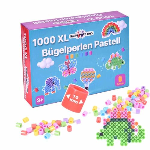 1000 Maxi XL 10mm Bügelperlen Pastell Farben, Große 10mm Bügelperlen Für Kinder ab 3 Jahren. Happy Price Toys. (Kompatibel mit allen Maxi Stiftplatten.)