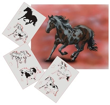 AS-391 Pferd Step by Step Schablone für Acryl, Airbrush, Spray, Lacke und Wandfarbe Größe M