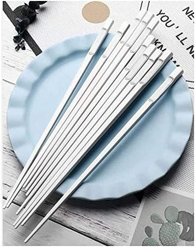 Palillos chinos reutilizables, paquete múltiple, palillos chinos coreanos de aleación nórdica, 10 pares de palillos, palillos chinos puntiagudos de estilo japonés antideslizantes para hoteles fam