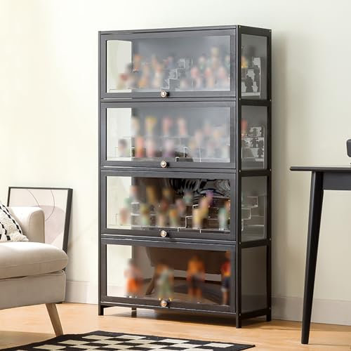 Moderne Vitrine mit Glastüren und Acrylregalen für maximale Sichtbarkeit und Haltbarkeit.