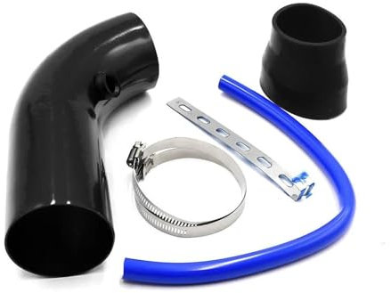 Ansaugrohr 3 ''Zoll 76mm Universal Aluminium Auto Luftansaugrohr Kit Rohre Cold Air Intake System Kanal Rohr Kit Luftfilter Auto Lufteinlass(Schwarz)