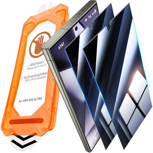 UniqueMe für Samsung Galaxy S24 Ultra für Panzerglas Sichtschutz - 2 Stück | Privacy Displayschutz, Auto Installation, Bruchsicher Militärniveau, 9H-Härte Schutzfolie, Anti-Kratzer, Anti Spy Folie