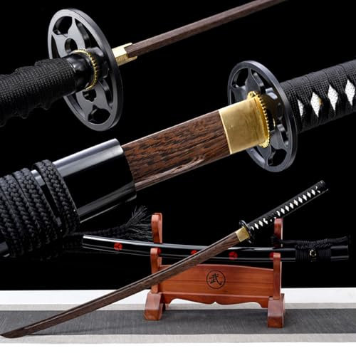 HJHUUA Handgefertigtes Bokken,natürliches Palisander-Samurai-Schwert mit eiserner Stulpe,hölzernes Katana für Kendo-Training,Cosplay,Party,Geschenk,Dekoration – 103 cm