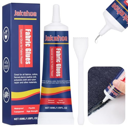 Flintronic 50ml Textilkleber, Lederkleber Extra Stark, mit 1 Schaber, Professioneller Leder Kleber, perfekt zum Reparieren Leder, für Stoffe, Baumwolle, Jeans und mehr