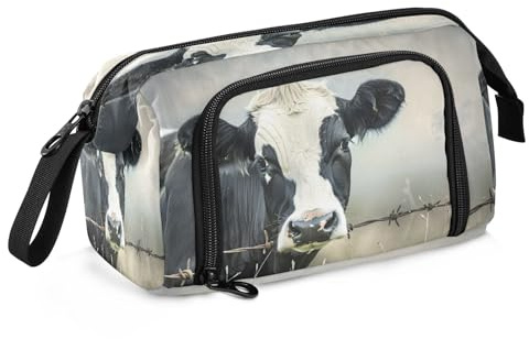Mnsruu Estuche para lápices de gran capacidad con diseño de vaca lechera, estuche organizador de oficina, para niños y niñas, Vaca de leche, Talla única, moda
