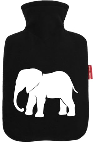 Huuraa Wärmflasche Elefant Silhouette Geschenk | Veloursbezug Geschenkidee mit Motiv Auslaufsicher mit waschbarem Bezug