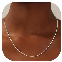 Treasure Bender S925 Sterling Silver Box Chain Necklace for Women - 0.8mm Sterling Silver Box ChainNecklace Thick Sturdy Colourfast Chain Necklaces Jewelery for Women 16