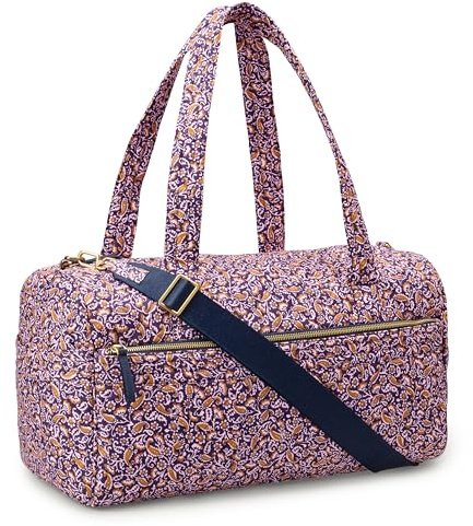 Amazon Essentials Women's Quilted Weekender Duffel Gym Bag with Trolley Sleeve, Navy Paisley, One Size