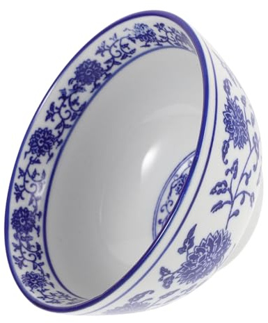 VERDANVERSE Bol à Soupe Multifonction en Porcelaine Bleu et Blanc Bords Lisses, pour Bar et Restaurant, Bol à Soupe Élégant et Résistant