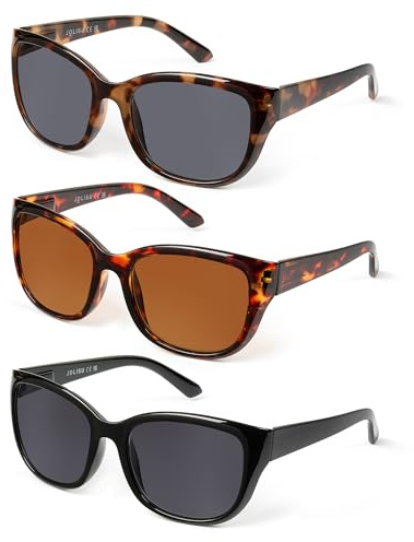 JOLISU 3er-Pack Lesesonnenbrillen für Damen/Herren, integrierte Sonnenlesebrille mit UV400-Schutz für den Außenbereich