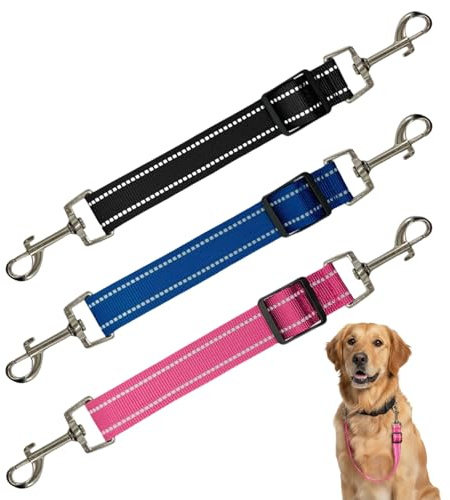 3er Set Kurzführer Hund Schwarz, Königsblau, Pink | Kurzführer Hund, Strapazierfähige Leine, 3 Farben, Ideal Für Spaziergänge, Training, Ausflüge