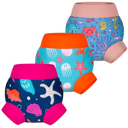 BIG ELEPHANT Pannolini da Nuoto per Bambini 18 Pezzi – Riutilizzabili, Regolabili e Lavabili Costume da Bagno per Neonati e Bambini