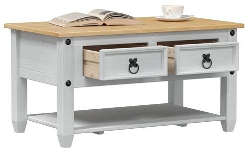 vidaXL Couchtisch Weiß 85 x 50 x 45 cm Massives Kiefernholz