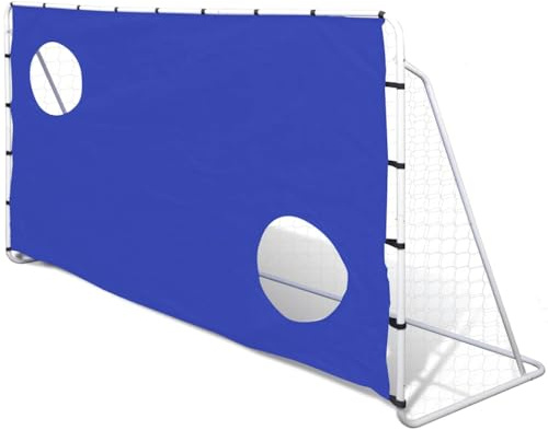 LoogCape Fotbollsmål med målvägg 240 x 92 x 150 cm stål hög kvalitet väderbeständig vikbar bärbar för trädgård, park, strand, inomhus, utomhus, fritid, träning, barn, tonåringar, professionell