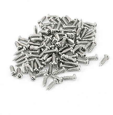 sourcing map 100stk PA2,5x8mm Edelstahl Kreuz Flachkopf Schrauben Bolzen | Selbstschneidende