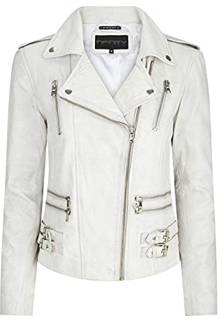 Infinity Giacca da Donna in Vera Pelle Soffice Chiodo Novita' Bianco 3XL-20
