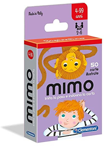 Clementoni - Mimo, Mazzo di 50 Carte per Imitare Pose e Indovinare l'Azione, per Bambini 4+ Anni e Tutta la Famiglia, 2-6 Giocatori, Idea Regalo Made in Italy, Lingua Italiana, 16174