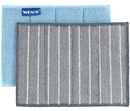 WENKO Mikrofaser Reinigungsschwamm Miko 2er Set, 2er Set Geschirr-Schwamm, Haushaltsschwamm Multicolor 23 x 0,7 x 17 cm