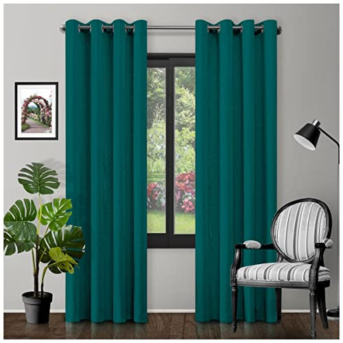 GC GAVENO CAVAILIA BlackOut Grommet Eyelet Door Curtains | Luxury Noise-Reducing & Energy-Efficient Thermal Insulated Curtains - 66x90 Inch, Teal|Modern Home Decor Window Treatment