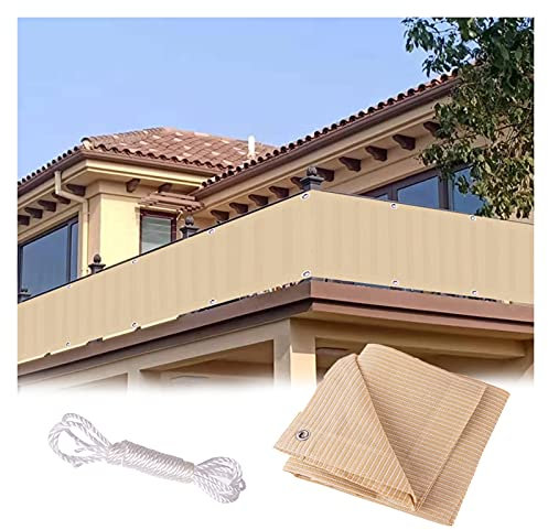 HLLING Frangivista Balcone Recinzione Parabrezza Protezione della Privacy HDPE Anti-UV con Occhiello per All'aperto Muro del Cortile, Altezza 75cm/85cm/95cm (Color : Beige, Size : 95c300cm)
