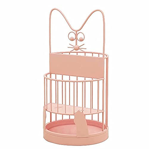 GAXQFEI Umbrella Stand Cat Profile Metal Home Umbrella Rack, 2 Tier Hollow Out Umbrella Stand with Short Umbrella Area, Umbrella Holder for Front Door, Entrance, Porch,Pink,30 * 60Cm