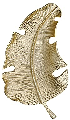 Artesà Gold Palm Leaf Plate, Cast Aluminium Serving Platter with Gold-Coloured Finish, 33 x 18.5cm