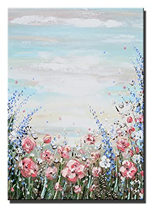 tymhrs Acrylbild,Blumen Ölgemälde Auf Leinwand Handgemalte Abstrakte Dicke Strukturierte Sonnen