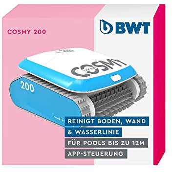 BWT Robot da piscina Cosmy 200, leggero e compatto, per piscine con una lunghezza fino a 10 m, pulizia affidabile di pavimento, parete e linea di galleggiamento, con controllo tramite app…