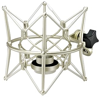 Microphone Shock Mount Anti-Vibration Mic Holder Spider Recording Mic Shockmount Stand Compatible with Neumann U87 Ai, U89 i and TLM 67 (Champagne)