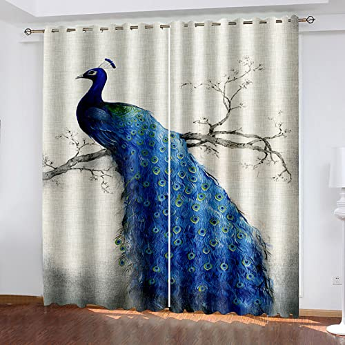Vorhang Verdunkelung Ösen Thermo Kinderzimmer Junge Mädchen Kunst Pfau Muster 234X230Cm Verdunklungsvorhänge Wohnzimmer Schlafzimmer Blickdichte Gardinen Thermovorhang Hitzeschutz 2Er Set