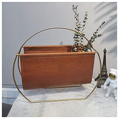 Aktenregale Magazin Lagergestell Europäischen Stil Licht Luxus Metall Leder Zeitungsständer Modern Magazine Buch Rack Tragbare Bücherregal for Büro Badezimmer Wohnzimmer Küche Bürobedarf ( Size : C )