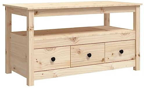 vidaXL Couchtisch mit Stauraum Beistelltisch Wohnzimmertisch Kaffeetisch Sofatisch Teetisch Wohnzimmer 102x49x55cm Massivholz Kiefer