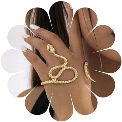 Cimenexe Punk Snake Armreif Manschettenarmband Gothic Serpent Hand Palm Armband Übertriebene Schlange Armreif Armbänder Gold Schlange Wickelarmband Gothic Chunky Armband Handkette Schmuck für Frauen