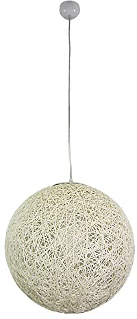 Dapo Kugel-Pendel-Hänge-Leuchte UNO 1 flammig D: 40cm Bast creme-weiß Fassung E27 Hänge-Kugel-Lampe