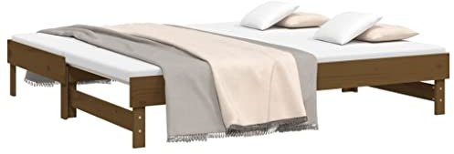 vidaXL Tagesbett Ausziehbar Honigbraun 2X(75x190) cm Massivholz Kiefer