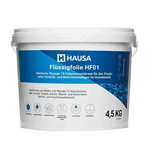HAUSA Flüssigfolie Dichtfolie für Bad Dusche Küche 4,5kg bis 4,5m² blau Badabdichtung Duschabdichtung elastische Abdichtung unter Fliesen absolut wasserdicht lösemittelfrei Dichtmasse