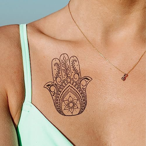 MyJagua Tattoo • Hand Fatimas | 1-2 Wochen Tattoo | Auf Pflanzenbasis | Hautverträglich | Wasserfest | Neue Tattoo Technologie | Kein Klebe Tattoo | Henna Style