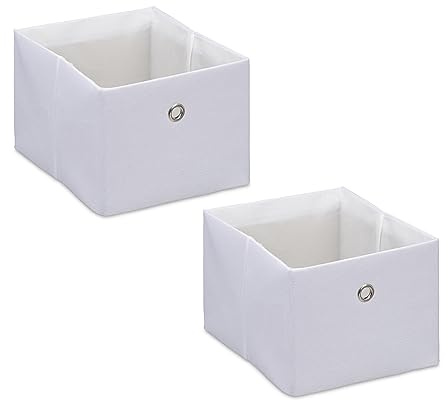 Relaxdays Aufbewahrungsbox, kleine Ordnungsbox aus Stoff, 2er-Set, HBT: 16 x 20,5 x 25 cm, Faltbarer Regalkorb, Farbwahl | HBT: 16 x 20,5 x 25 cm, faltbarer Regalkorb