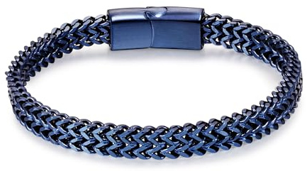 LUCKY2+7 Bracciali da uomo-Bracciale da uomo con chiusura magnetica in acciaio inox e catena franco