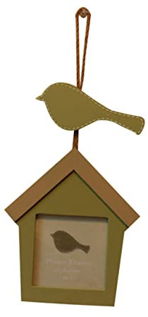 SAFIGLE Hängender Bilderrahmen Aus Holz Mit Singendem Vogelhaus Grün Dekorative Wandkunst Für Zuhause Und Büro